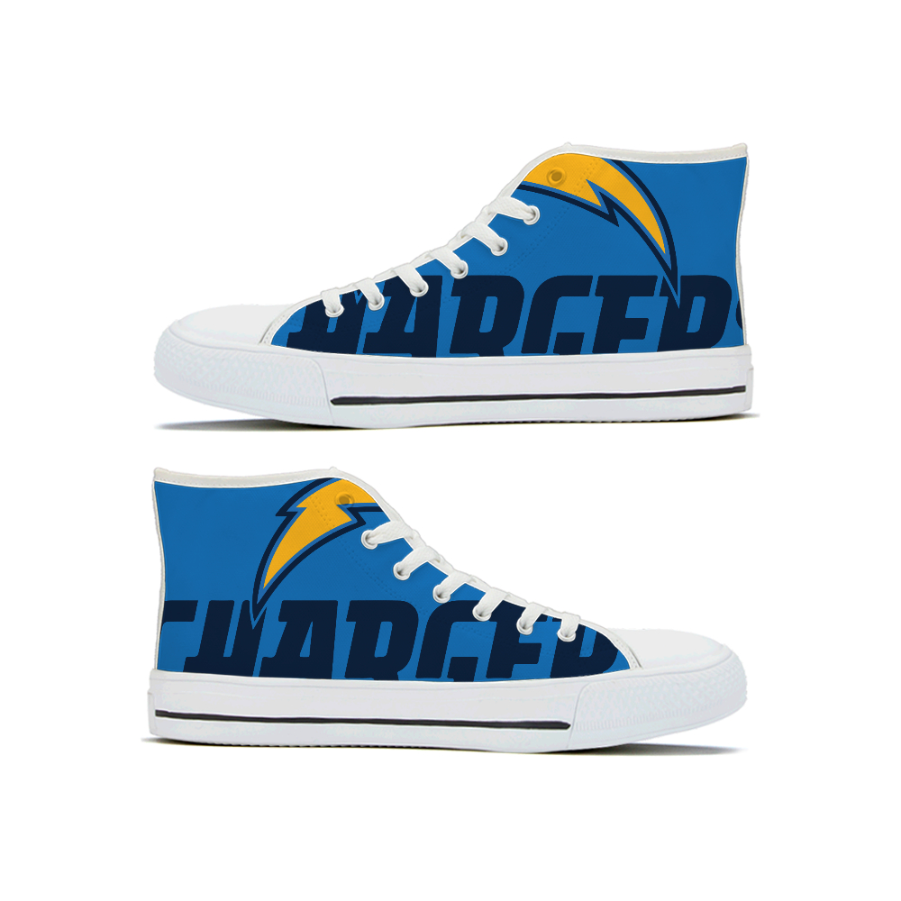 Women's Los Angeles Chargers High Top Canvas Sneakers 003 Women's Los Angeles Chargers High Top Canvas Sneakers 003